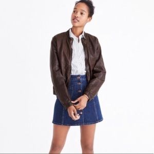 Madewell leather dark brown bomber jacket. NWT